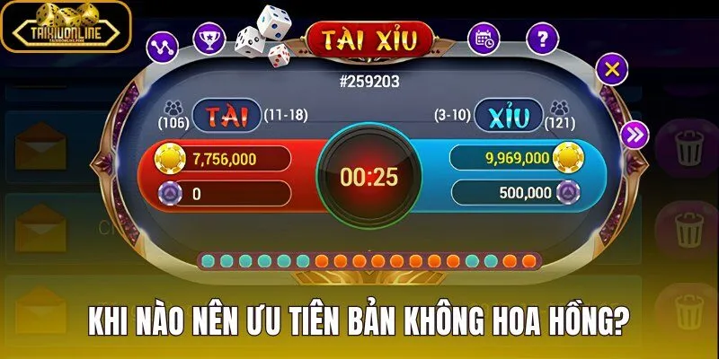 Tài xỉu không hoa hồng cho mục tiêu theo dõi thanh toán