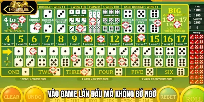 Trò chơi tài xỉu ảo với giao diện và thao tác nhập cuộc